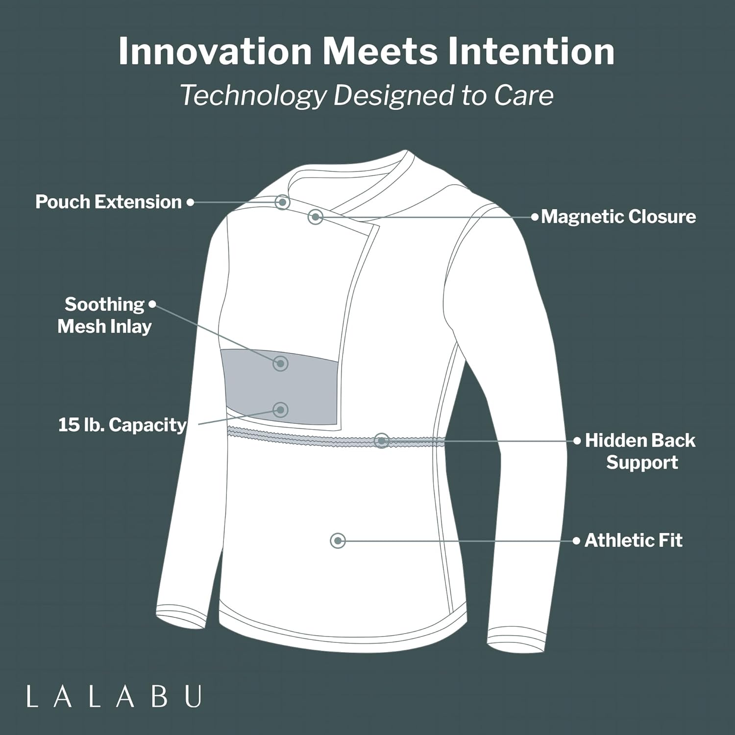 Lalabu Long-Sleeve Dad Shirt - Baby Wraps Carrier for Dad with Hand-Free Patented Pouch - Engineered for Bonding, Safety, & Comfort for Newborns Up to 15 Lbs. - CPSC Compliant