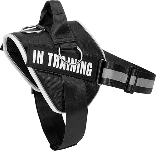 Arnés para perro de 3 anillos sin tirones, arnés reflectante ajustable para perro con 3 clips para correa, arnés para mascotas con 8 parches para