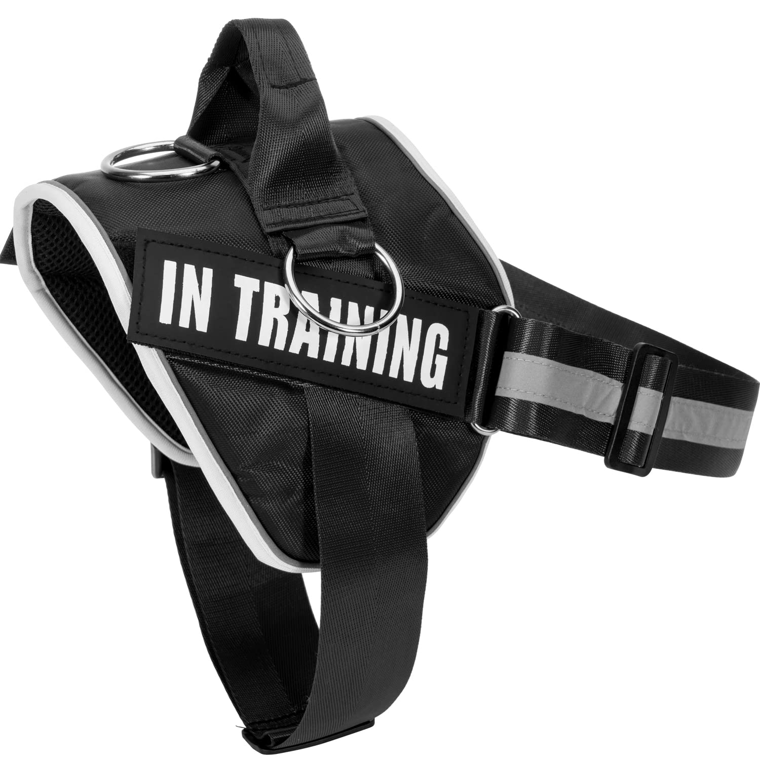 Photo 1 of 2023 Upgraded No Pull Dog Harness, Reflective Adjustable Dog Vest, In Training Service Pet Harness with 8Pcs Dog Patches for All Breeds, 3 Ring Design No-Choke Pet Oxford Vest with Easy Control Handle Medium Black