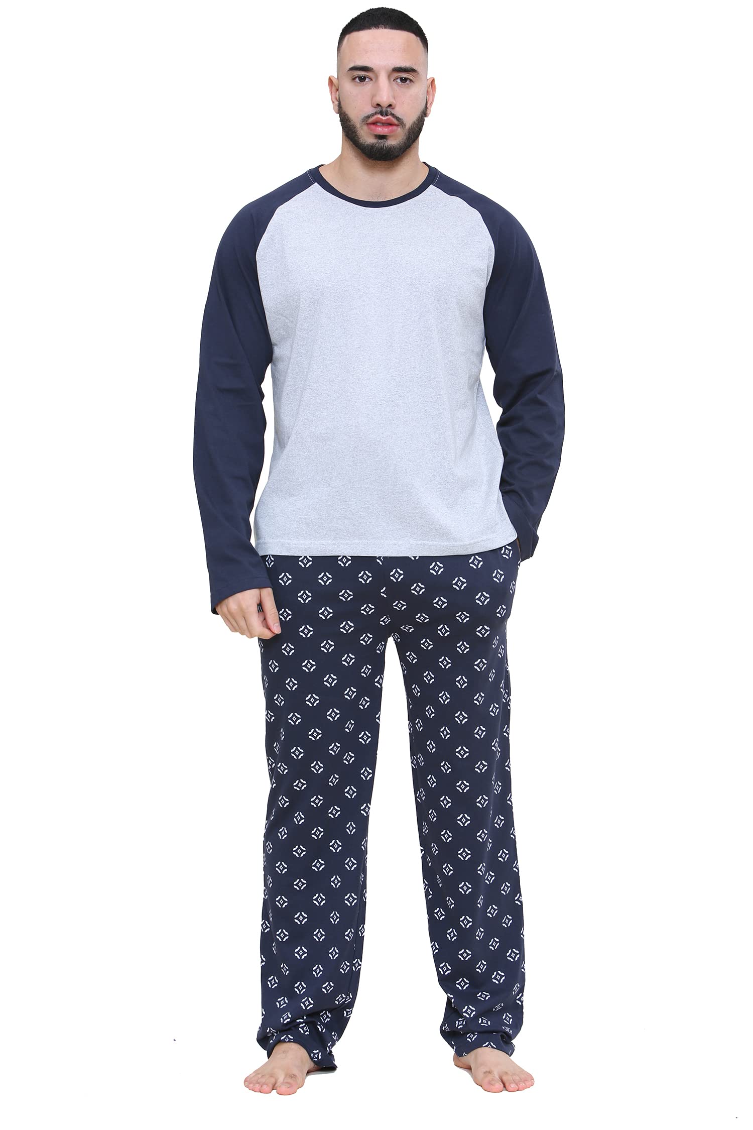 Brooklyn Imports LTD Mens Pyjama Pajama Set Bottoms/Top Elasticated Waist Soft Cotton Loungewear