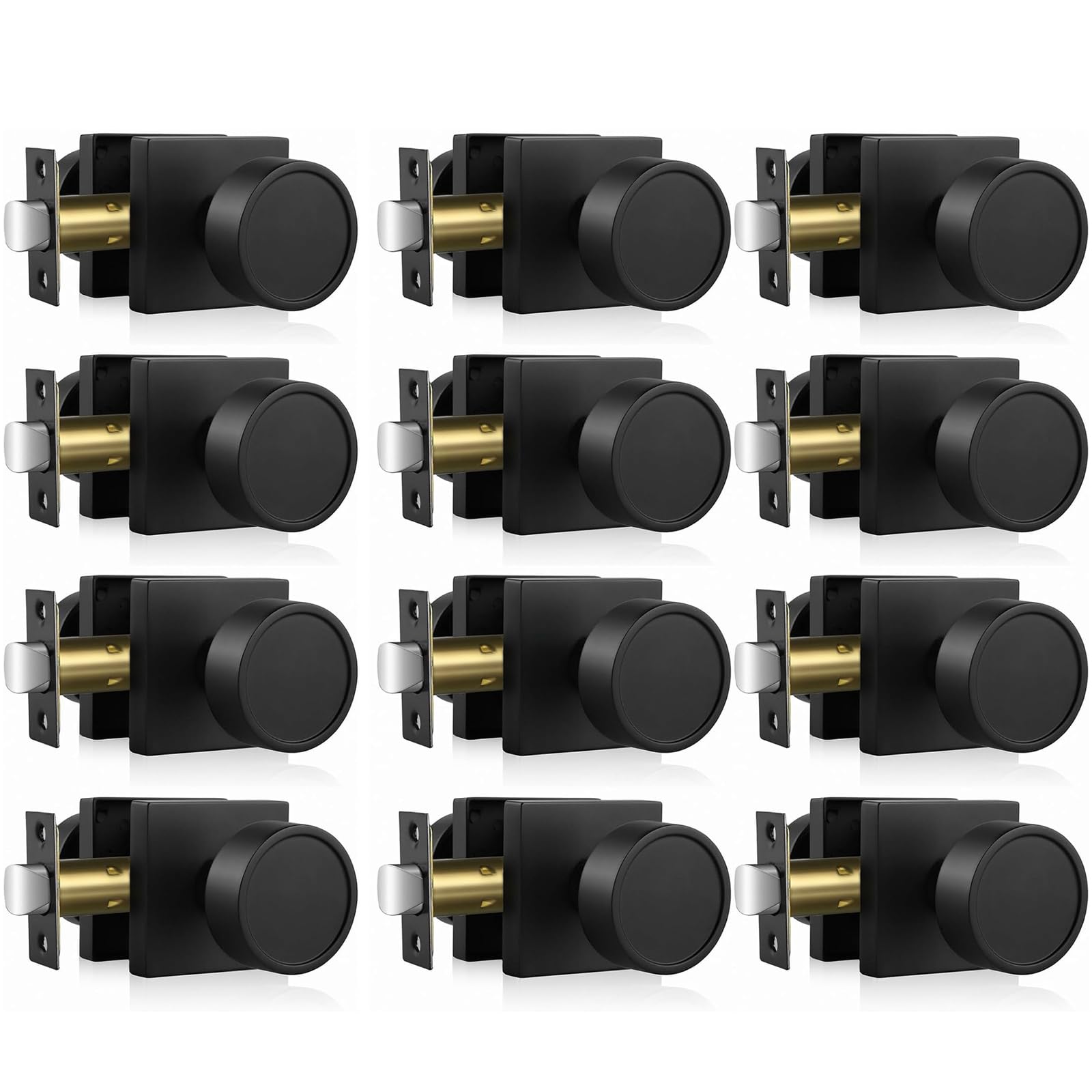 Haidms Black Passage Door Knobs Interior Heavy Duty Zinc-Alloy (12 Pack)