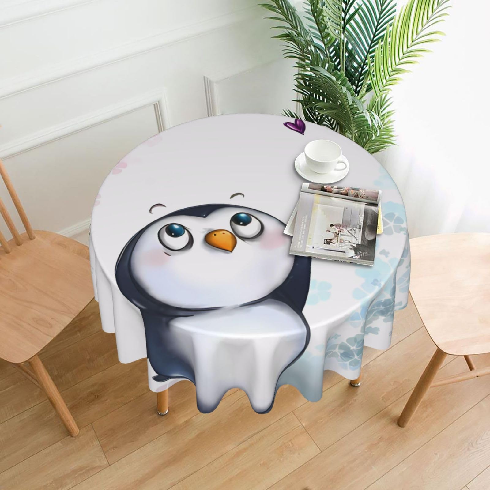 hhxvcv I Love Penguins Round Tablecloth – Dining Table Cover