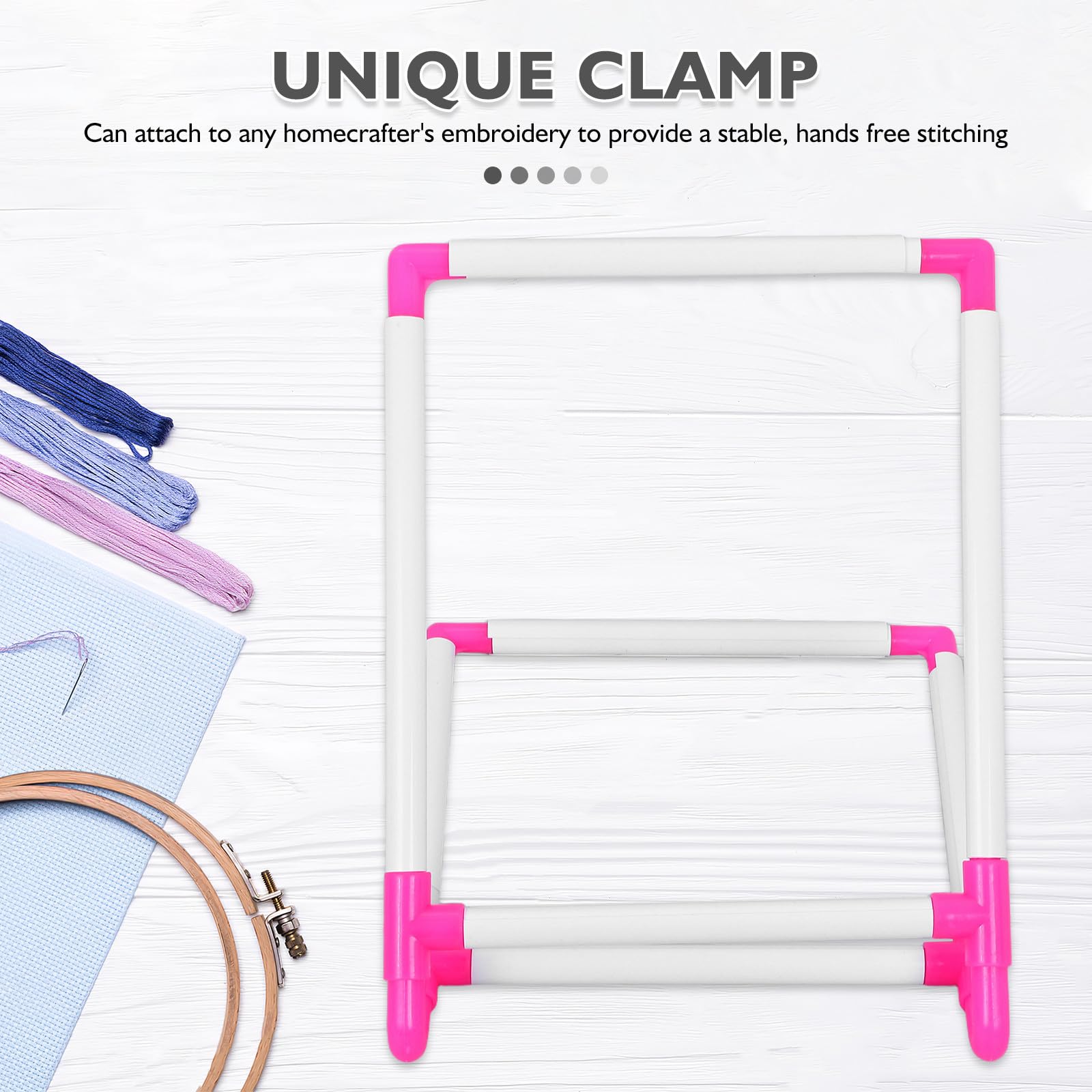 STOBAZA Cadre de Broderie en Pvc Blanc Stable et Facile à Détacher, Support à Point de Croix pour Broderie sur Table, Étagère Pratique pour Projet DIY