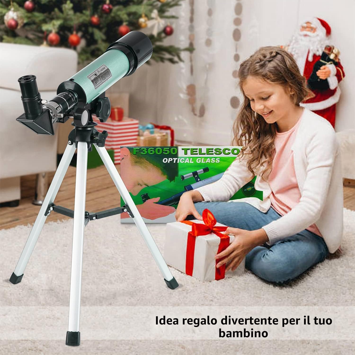 Telescopio Astronomico Bambini, Telescopio 360/50mm Zoom 90X HD Outdoor Monoculare Spazio Telescopi Rifrattore Portatile Refrattori Telescopi Con Treppiede per Bambini Adulti Principianti