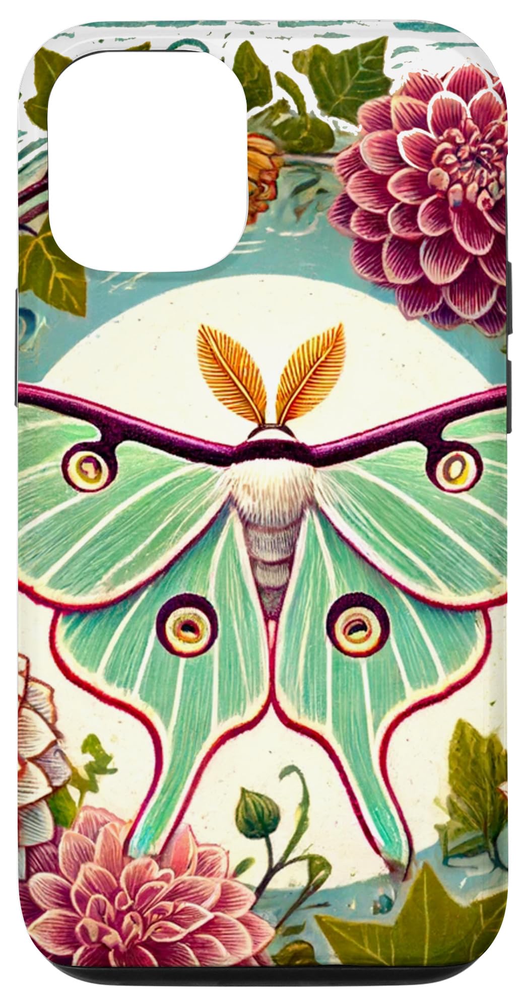 iPhone 15 Luna Moth Floral Illustration Moths Case