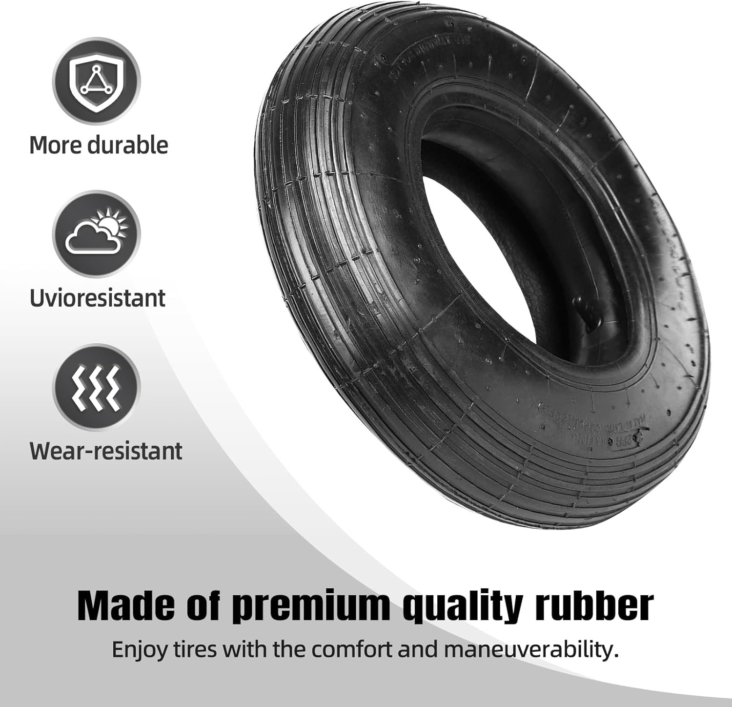 (2-Set) AR-PRO 4.80/4.00-8" Tire and Inner Tube Set - Universal Replacement Tires and Inner Tubes with 15.5" Outer Tire Diameter and 4.80" Tire Width - Fits on Dollies, Trolleys, Wagons, and More