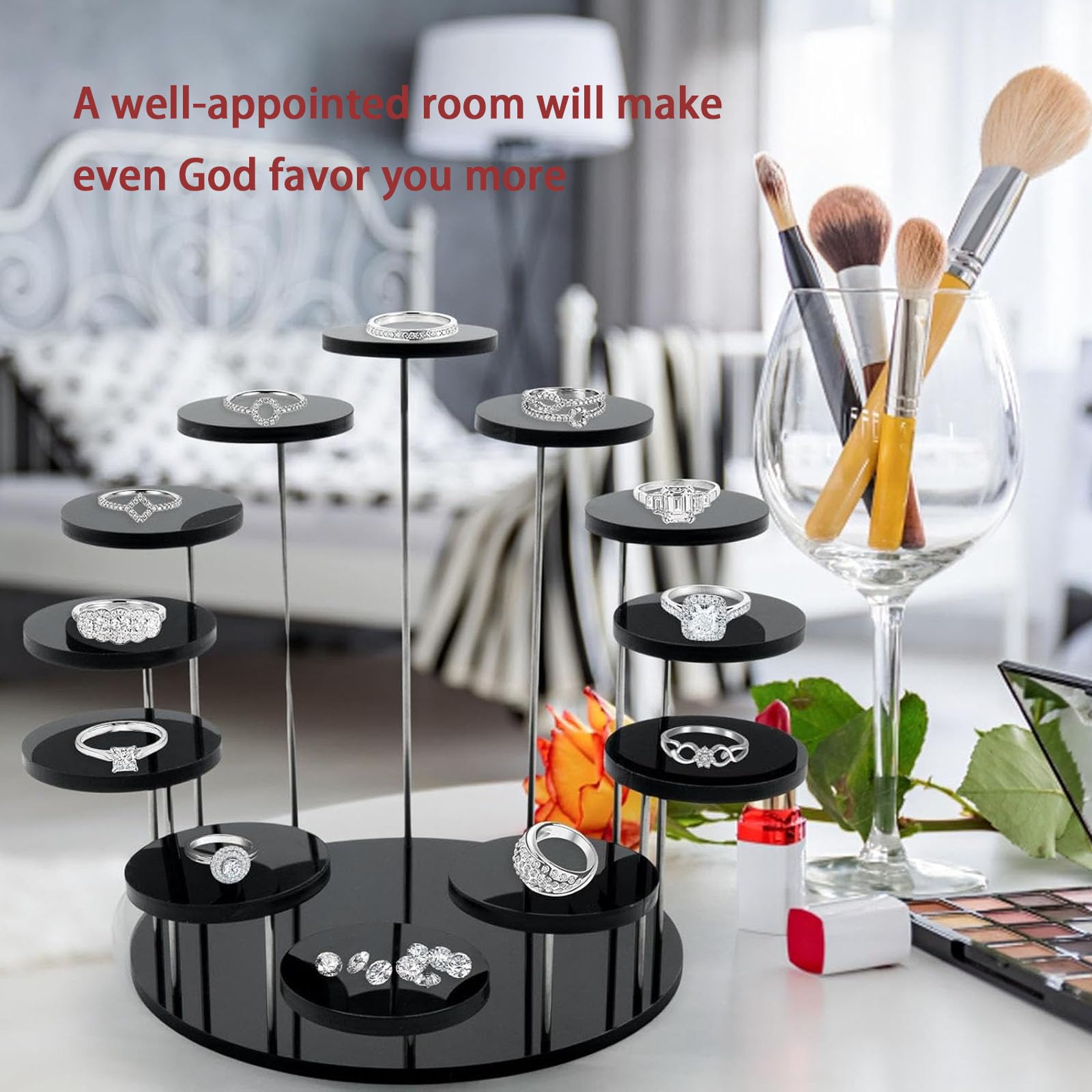 Présentoir Acrylique Rond Noir, Diamètre Présentoirs, Présentoir Parfum de Collection, Résentoirs Ronds en Acrylique pour Cupcakes, pour de Figurine Vernis à Ongles Cosmétiques.