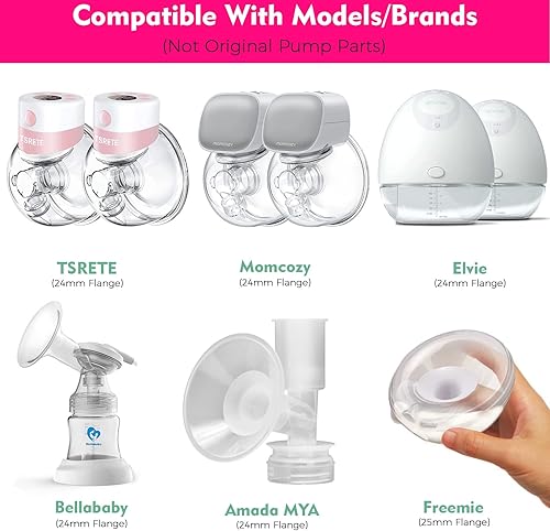 Miniatura 4 de Insertos de brida de silicona de 0.67 pulgadas compatibles con Medela/para Spectra S1 S2 / Elvie / S18 S21 / Momcozy S9 S12/TSRETE 0.945 in escudos