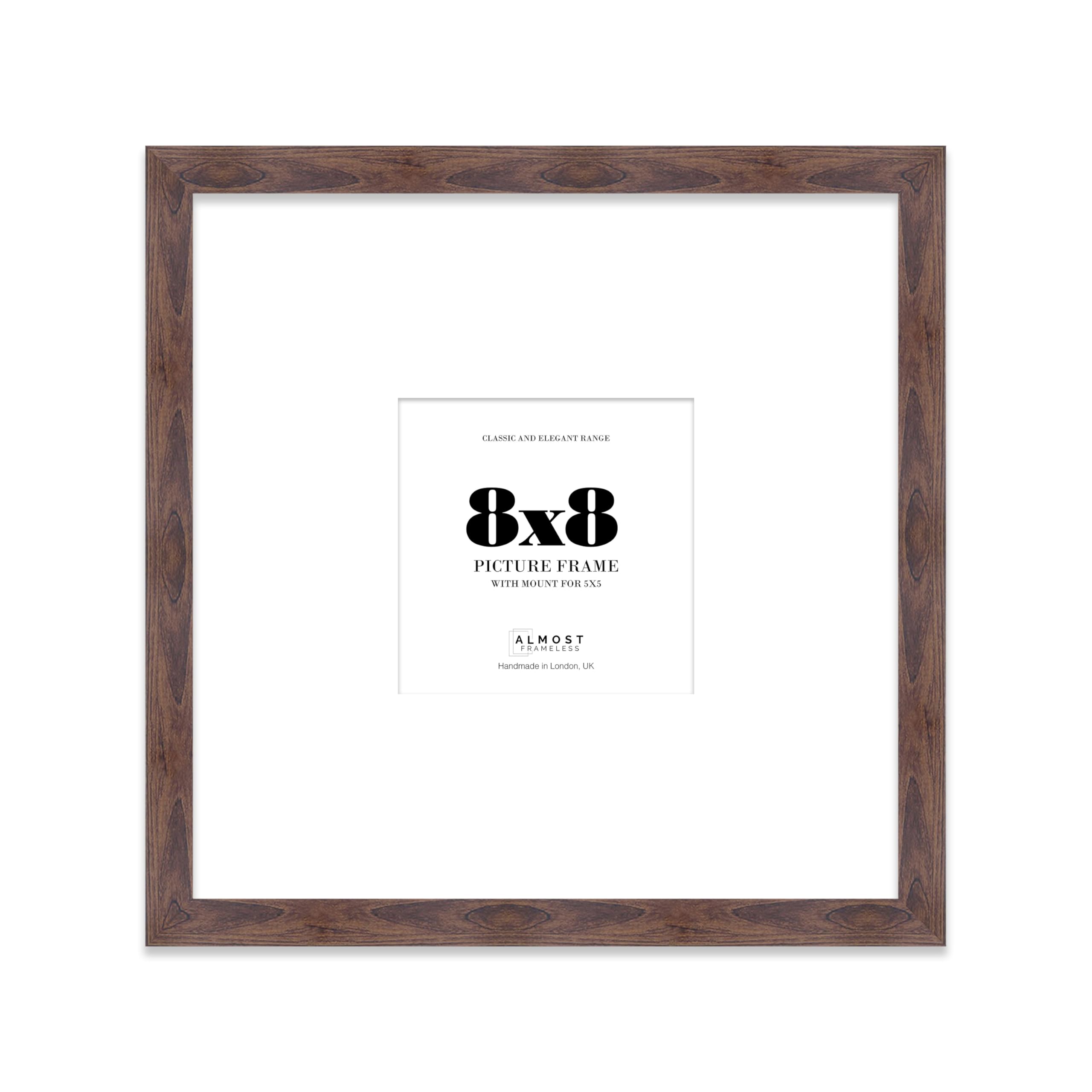 8X8" Walnut Picture Frame8X8" Square Frame With 5X5" Mount For 8X8"/5X5" Pictures Vintage Style Thin Edge1 Pack from B&Q