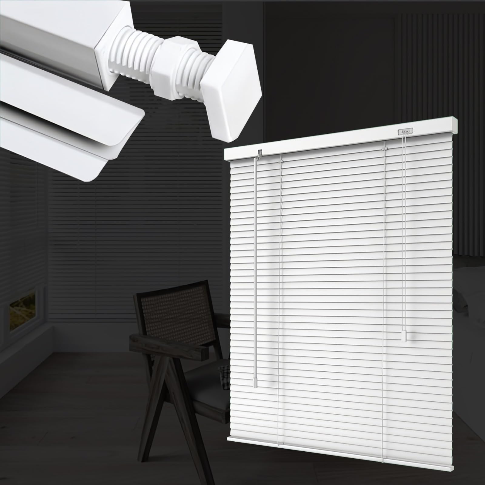 Tende Veneziane, Tenda Veneziana in Alluminio per Interni, Privacy, Kit di montaggio incluso, Senza Foratura, per Finestra,Porta,Bagno