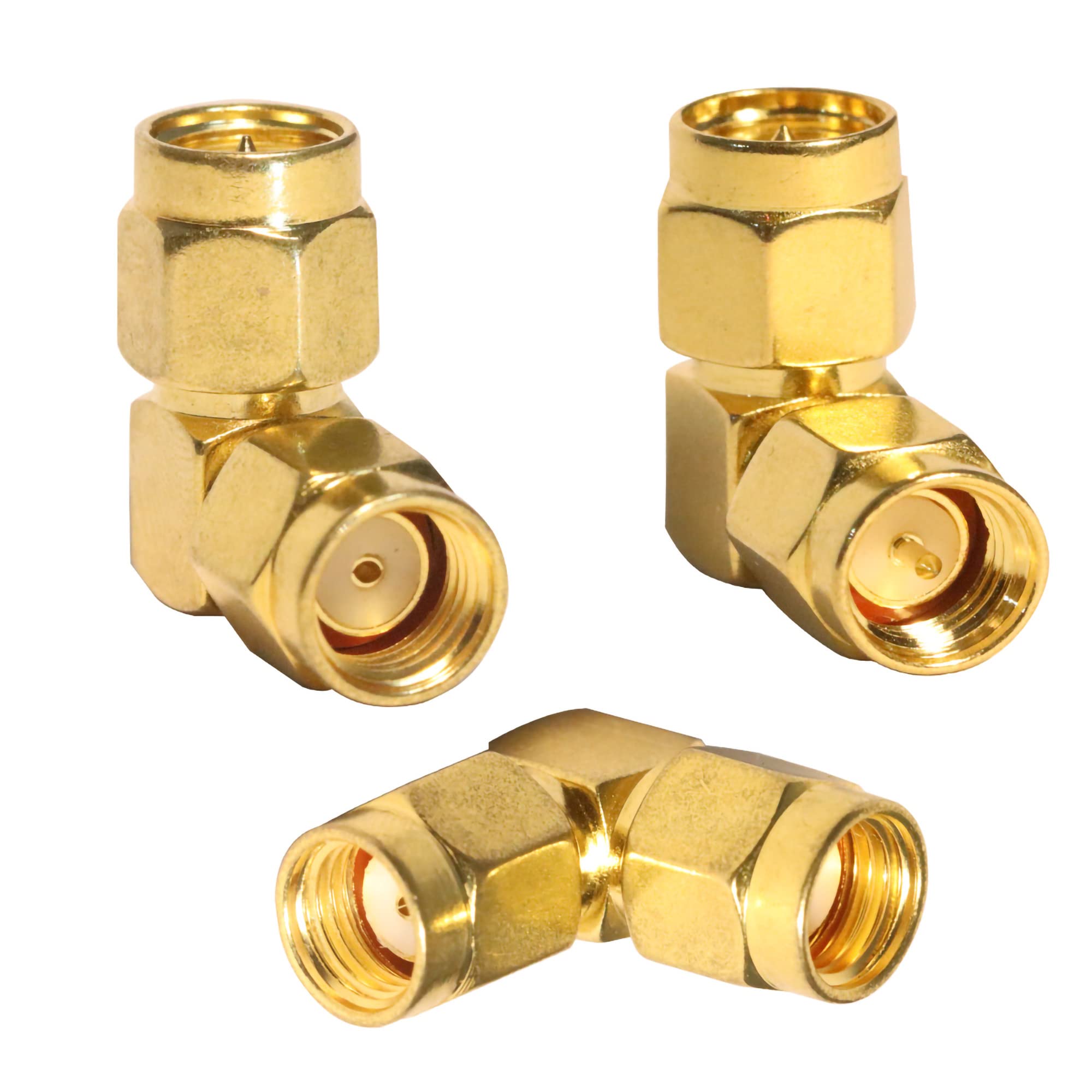 TUOLNK SMA maschio a SMA maschio Kit connettore ad angolo retto da 90 gradi SMA maschio a RP SMA maschio Connettore coassiale 90 gradi SMA maschio Adattatore convertitore Confezione da 3