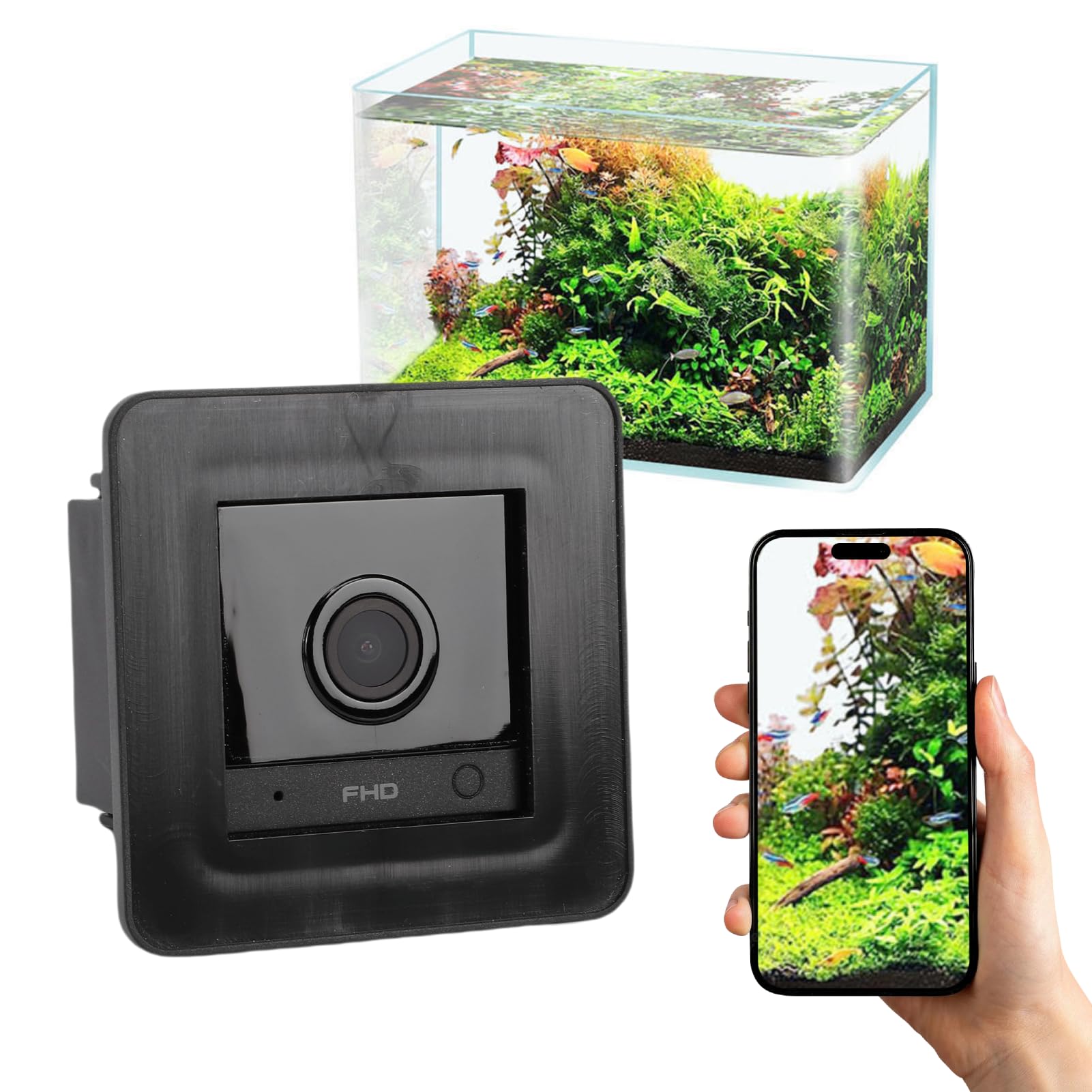 Caméra HD 2K pour Aquarium Reptiles, Grand Angle 140°, Détection de Mouvement IA, WiFi 2,4 GHz, Audio Bidirectionnel