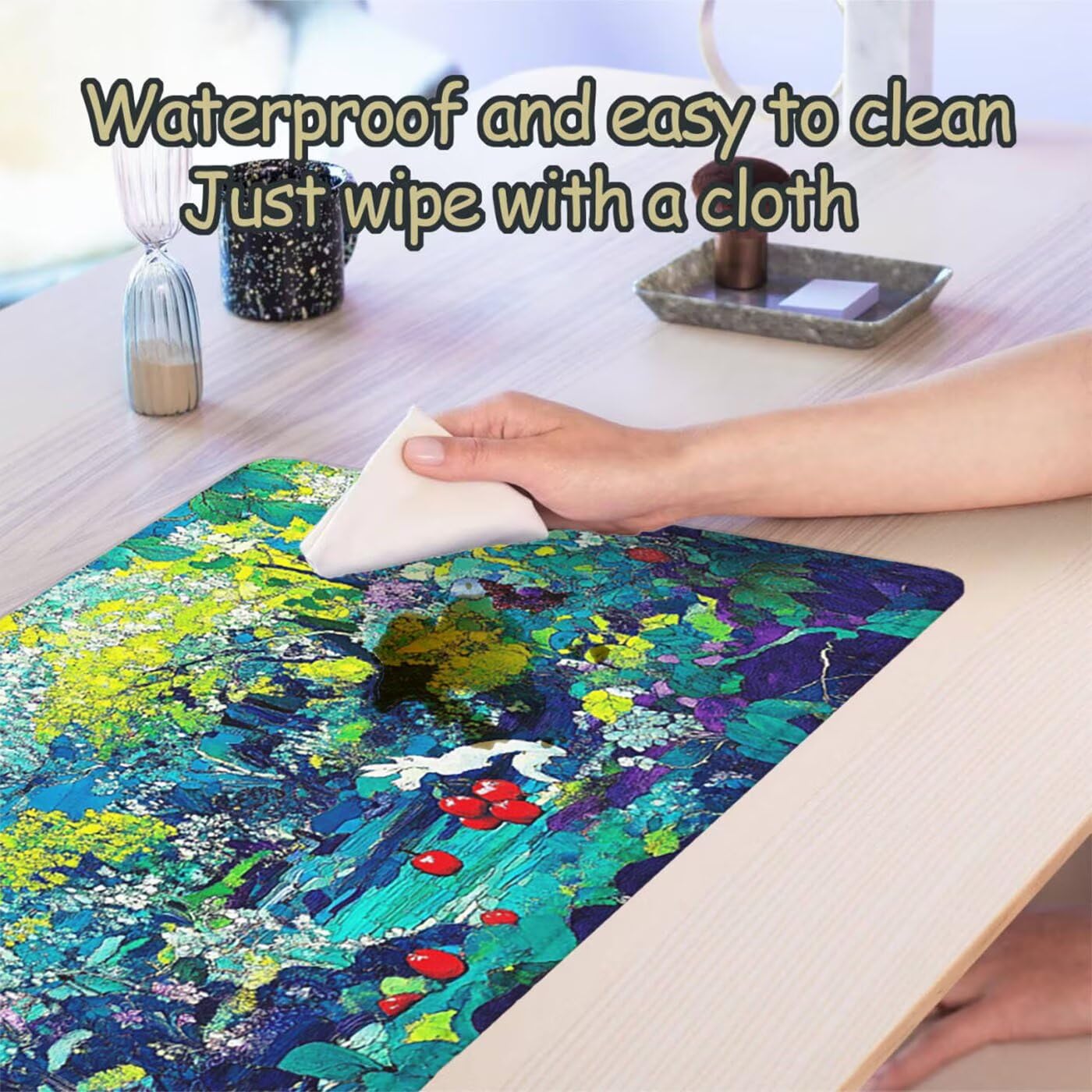 Podkładka pod mysz XXL 1200 x 600 mm duża abstrakcyjna podkładka pod mysz dla graczy pod ręką biurko szyte krawędzie wodoodporna antypoślizgowa do komputera, laptopa poprawia dokładność i szybkość