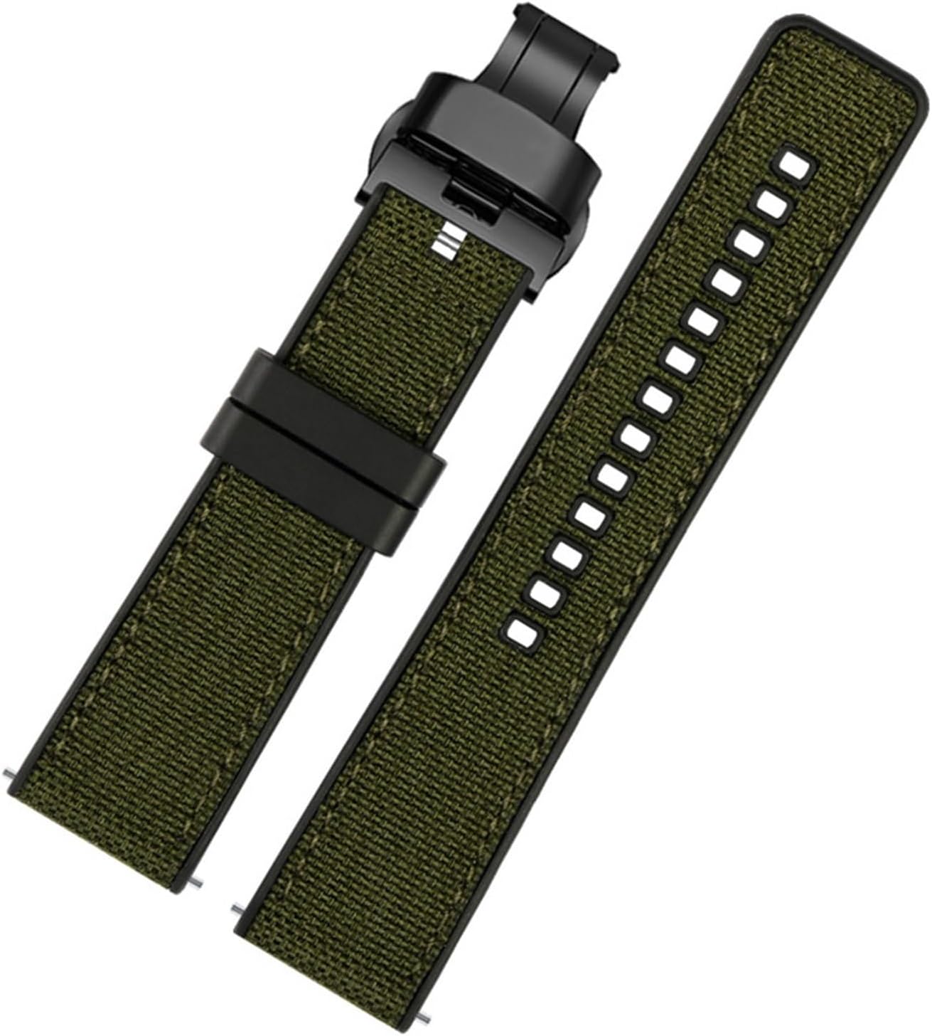 SDFFGHJ Nylon Canvas Rubber Watch Strap Men Silicone Bottom Waterproof Butterfly Buckle Wrist Band Bracelet Accessories 20mm 22mm 24mm