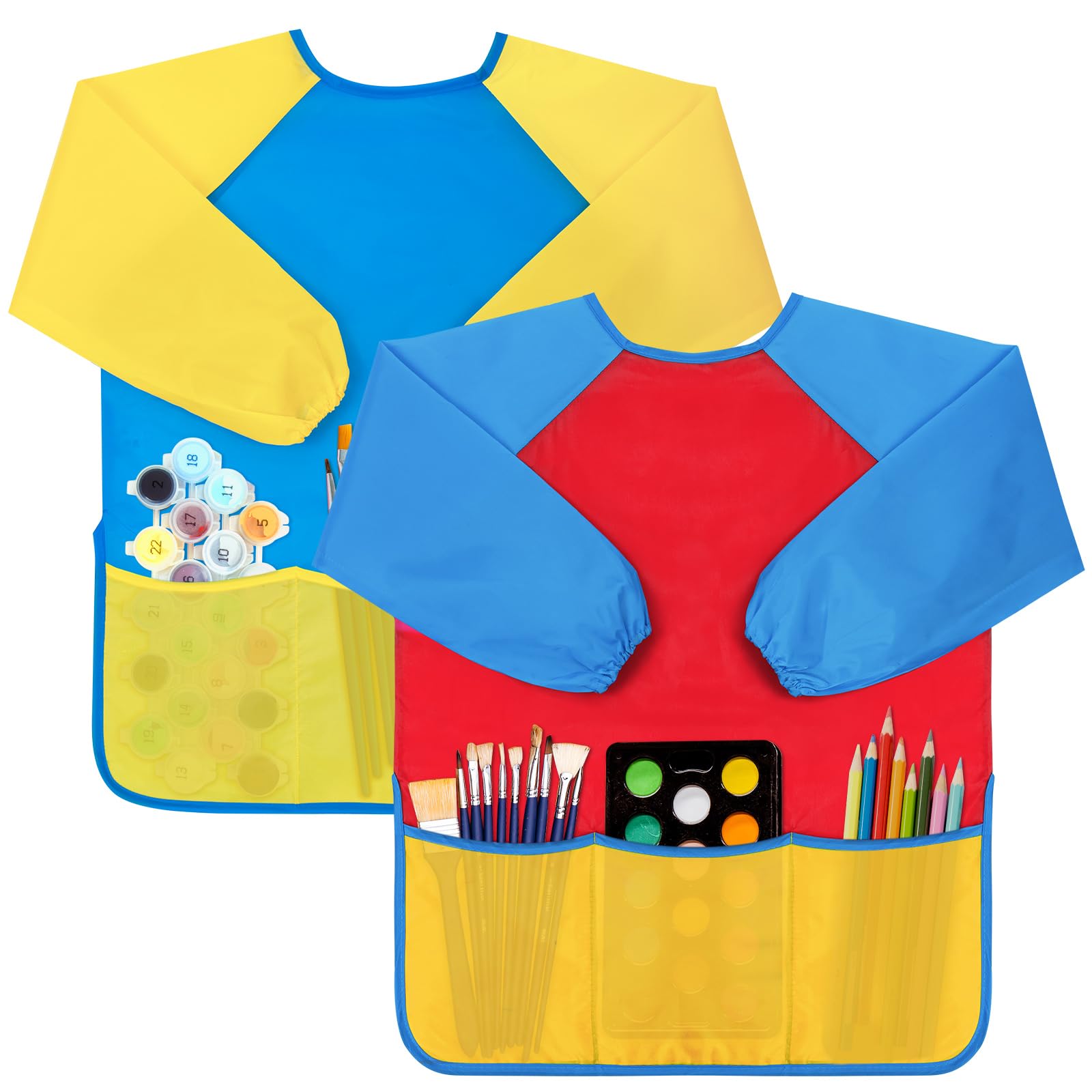 Bassion 2 Pack Kids Art Smock in assorted colors | Mubboo