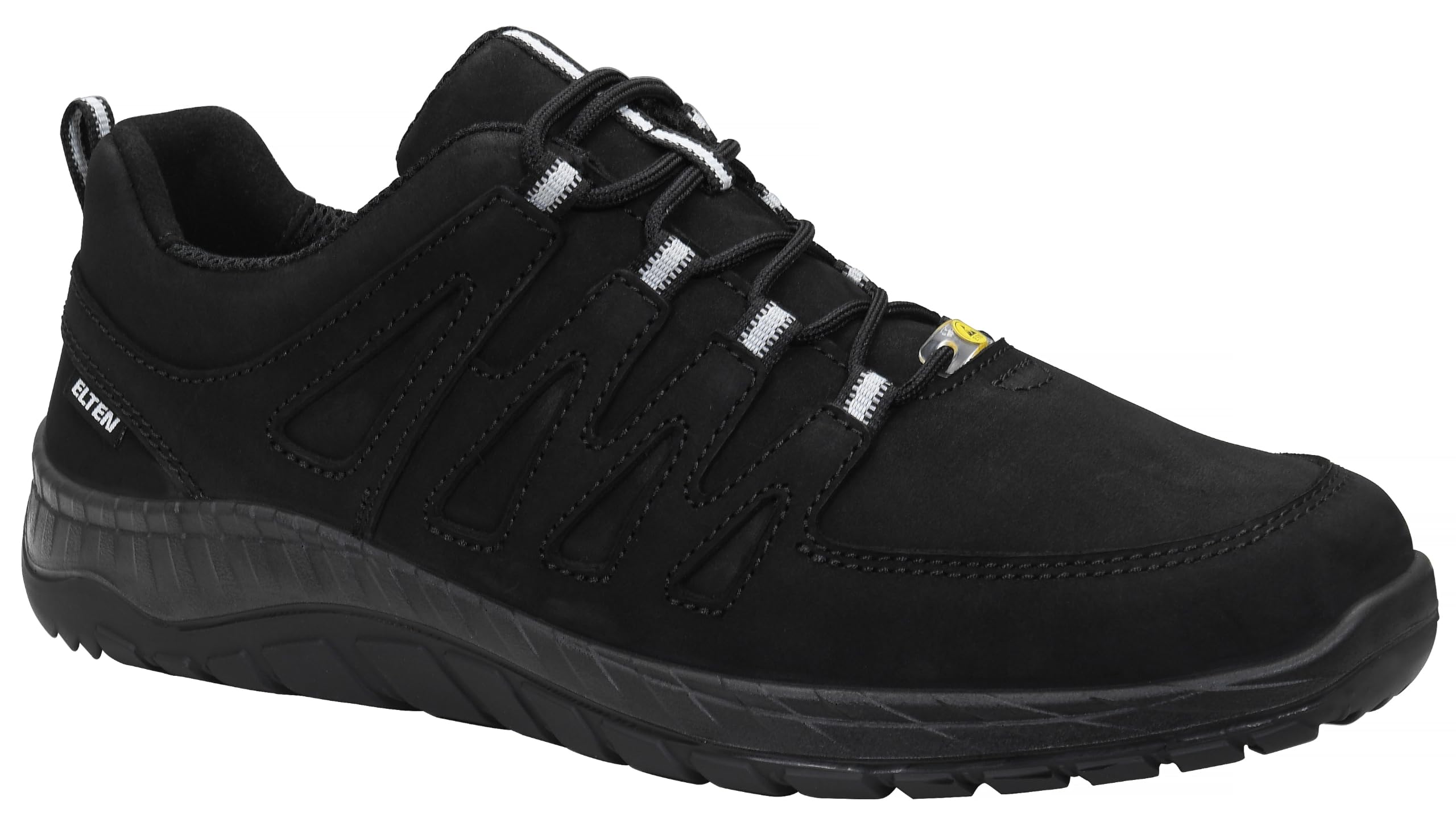 ELTEN Maddox Black Leather Low ESD O2 | Berufsschuhe für Damen & Herren, ohne Schutzkappe, leicht, atmungsaktiv