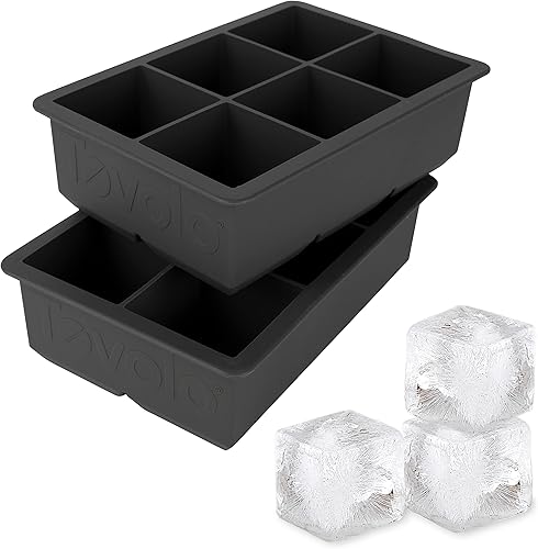 Tovolo King Cube - Bandeja de molde para hielo, silicona resistente de larga duración, resistente a la decoloración, cubos de 2 pulgadas, juego de 2