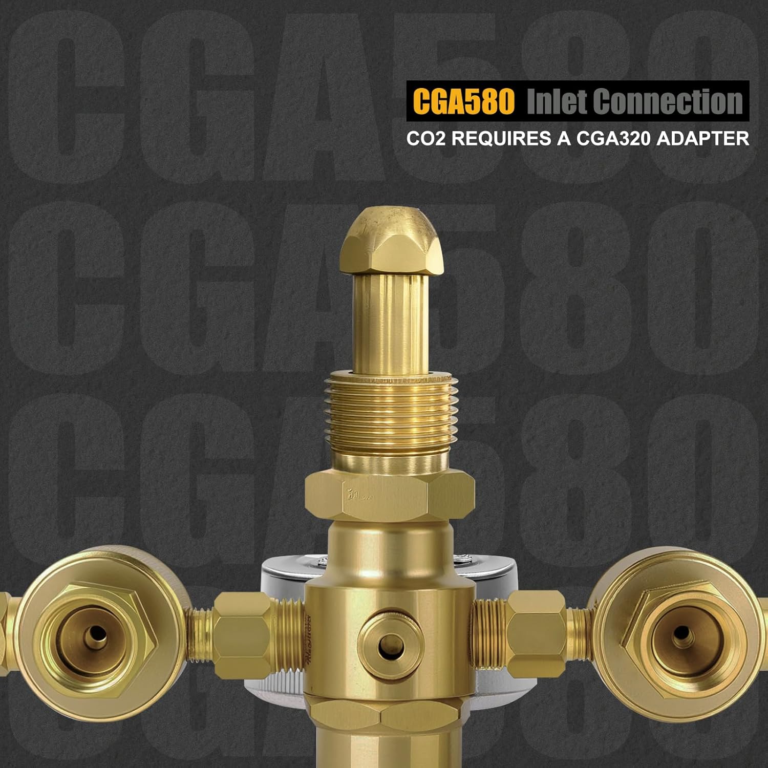 Dual Output Argon/CO2 Regulater Flowmeter for TIG MIG Welder 60 SFCH - CGA 580 Inlet Connection and 5/8" - 18RH Outlet Fitting