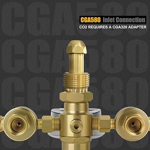 Miniatura 3 de Caudalímetro regulador de argón/CO2 de doble salida para soldador TIG MIG 60 SFCH - Conexión de entrada CGA 580 y conexión de salida de 5/8 "- 18RH