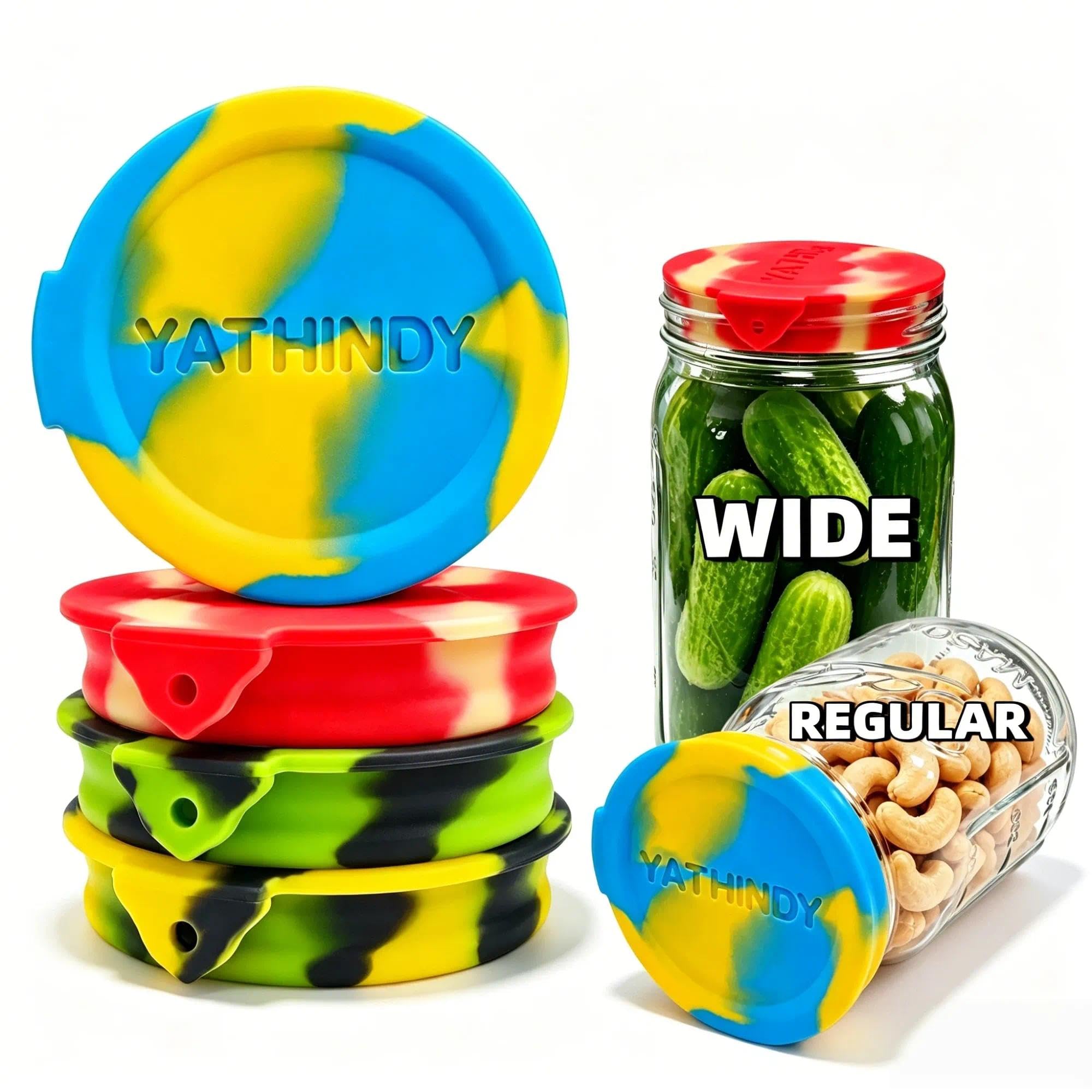 4 Pack Silicone Mason Jar Lids,Fits Both Regular &amp; Wide Mouth Jars