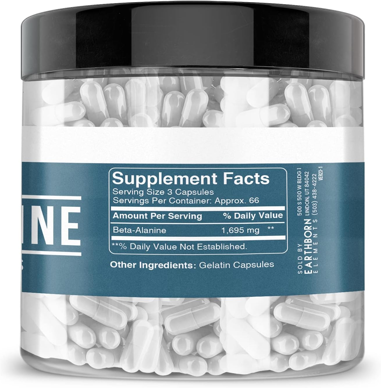 Earthborn Elements Beta-Alanine 200 Capsules, Pure & Undiluted, No Additives - Image 4