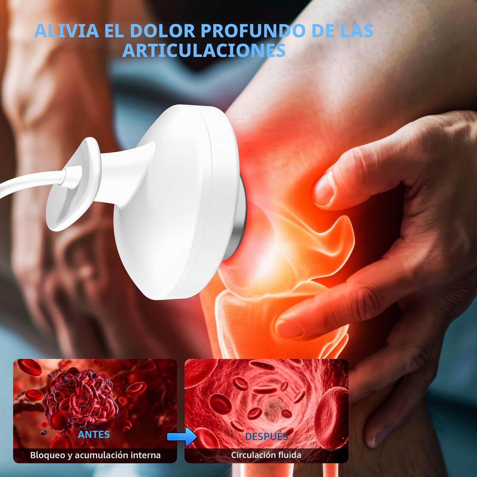 Máquina de Terapia de Ultrasonidos Fisioterapia, Dispositivo de Masaje Para Alivio Muscular y Articular, 3 Niveles Ajustables Dispositivo Masajeador de Ultrasónica Para Uso (Blanco A03)