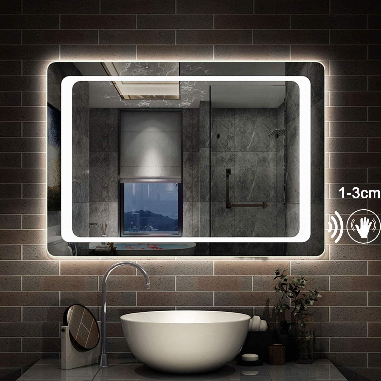 Xinyang Motion Sensor 900X650 Bathroom Wall Mirror With Led Lights,With Demister Pad,Ir ,Ip44,Landscape