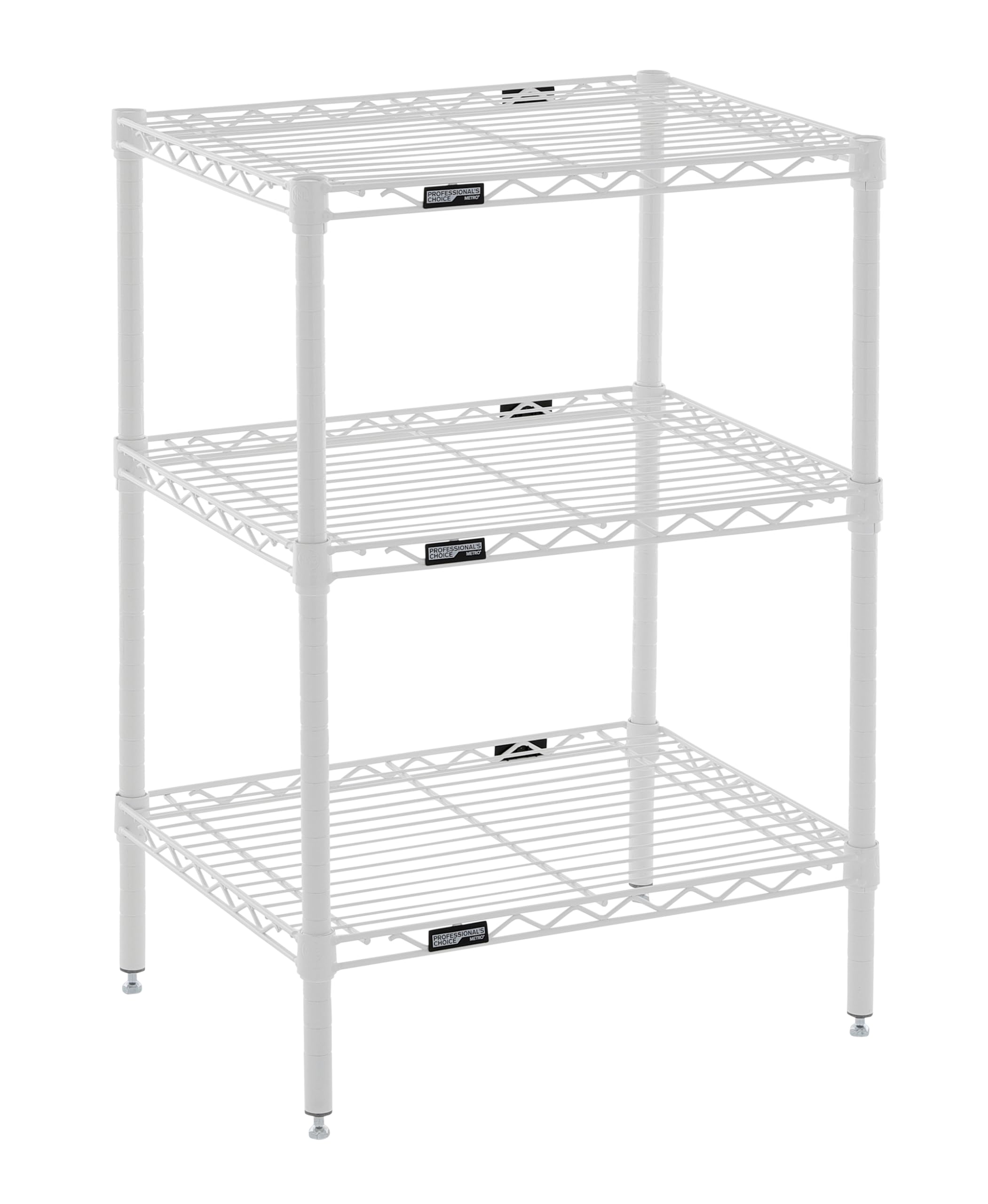 METRO Professional's Choice Commercial-Grade NSF Shelving Unit - Multipurpose Adjustable Wire Shelf for Home, Garage, Kitchen and More - 3 Shelves, 18" W x 24" L x 33" H - White