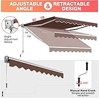 Vista 5 de Tangkula Toldo Retráctil de 8 x 6.6 Pies, Sombrilla de Aluminio para Patio con Manivela y Poliéster Resistente al Agua, Cubierta de Refugio de Toldo