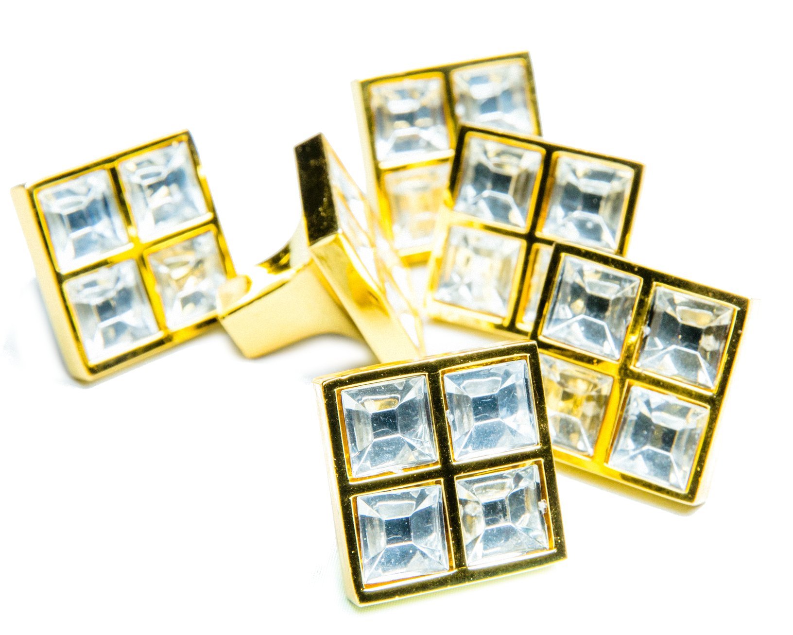 – Gold Crystal Square Knobs for Dressers – Square Crystal Gold Knob for Cabinets –Cabinet Door and Handle Knobs 8 pcs