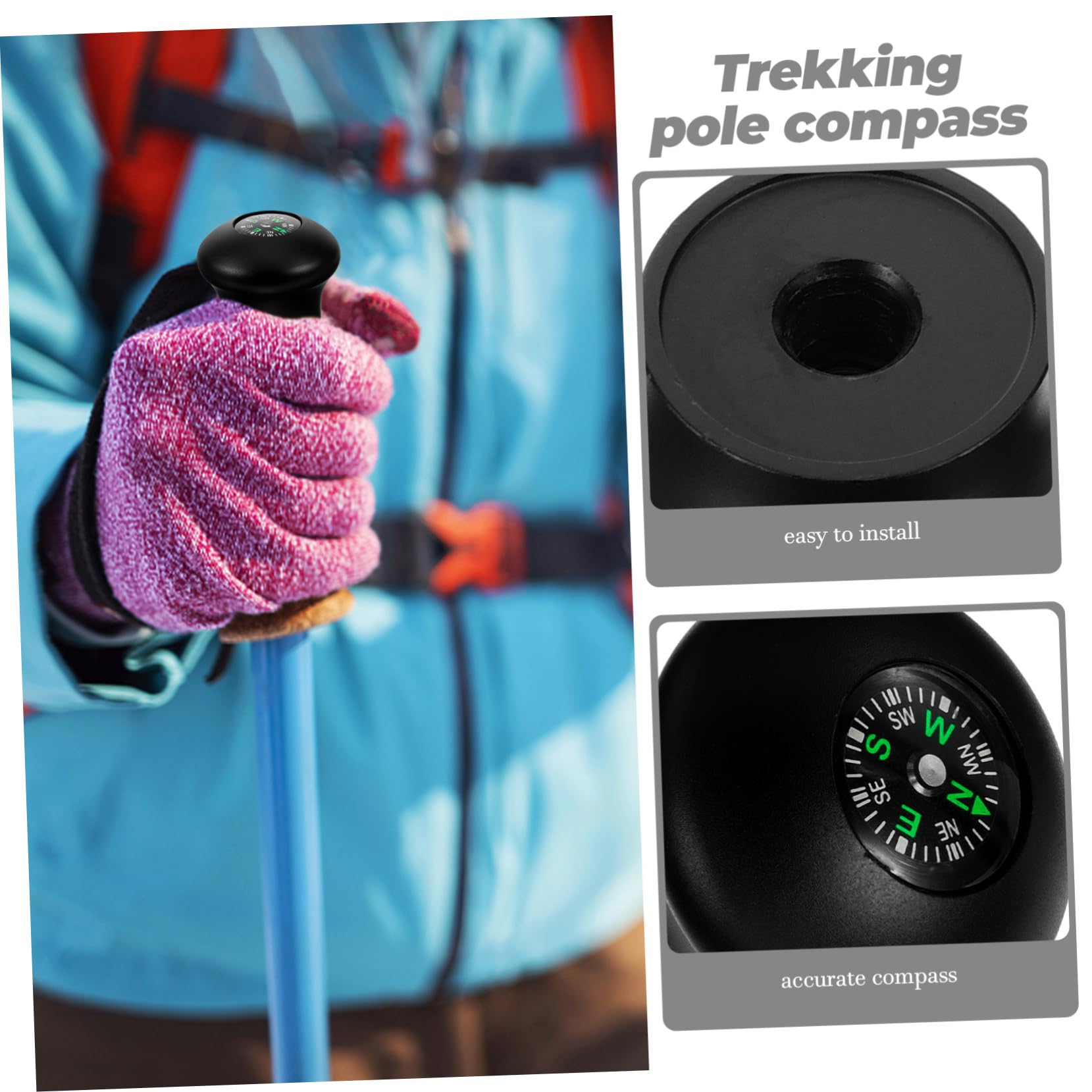 Bussola per bastoncini da trekking moschettone impugnature sedia a sdraio ritchie drez bacchette trekking strumento bussola da escursionismo bussola esterna Lega di alluminio Black