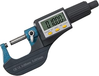 Beslands Digital Micrometer 0-1" / 0-25mm 0.001mm Precision Gauge for Mechanics - Inch/Metric, Ratchet Thimble, LCD Display, Protective Case