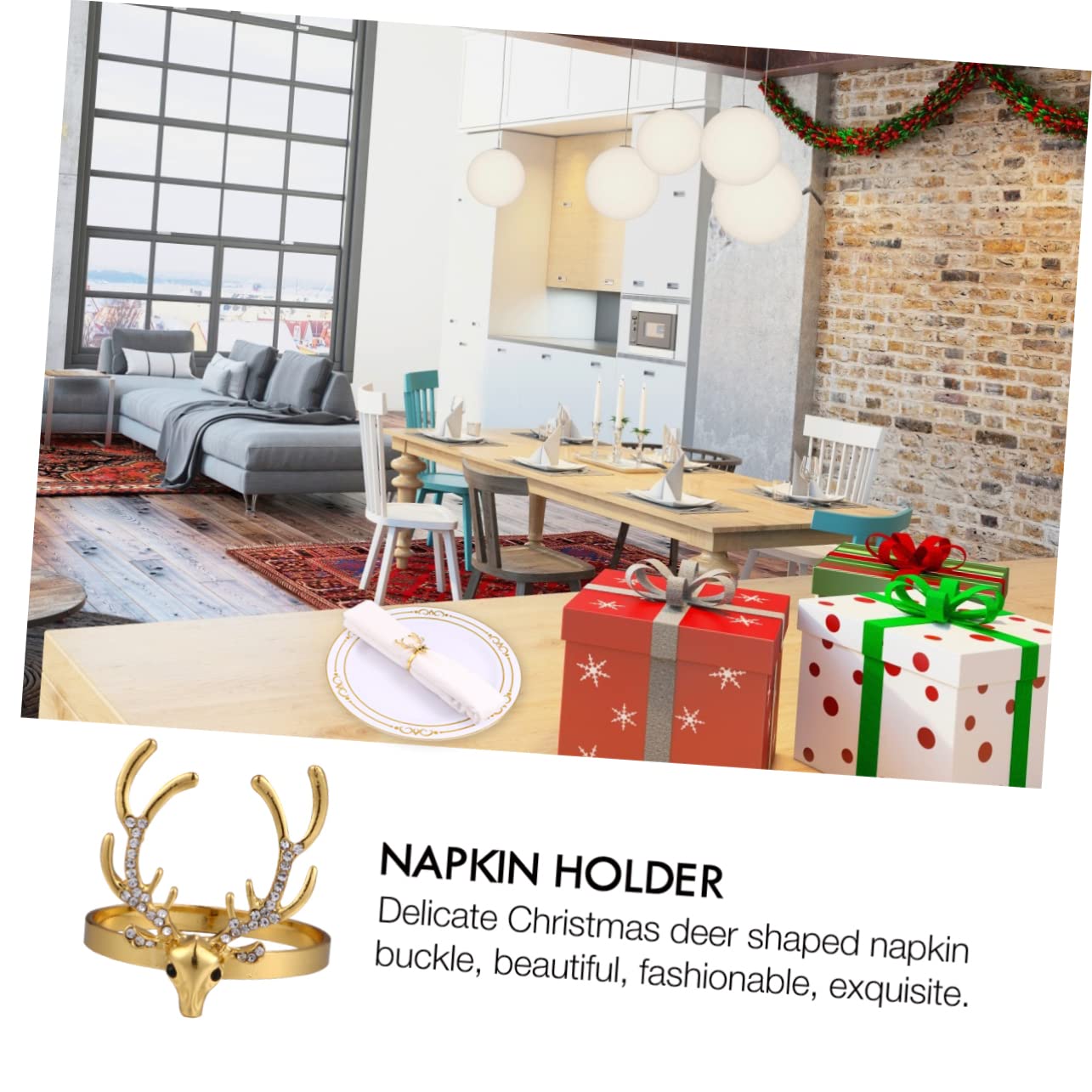 Cabilock 3 Set Per Tovaglioli Natale Oro Da Portatovagliolo Forma Cervo Accessori Eleganti Per Decorazioni Natalizie E Tavole Festive 6 Pezzi * 3