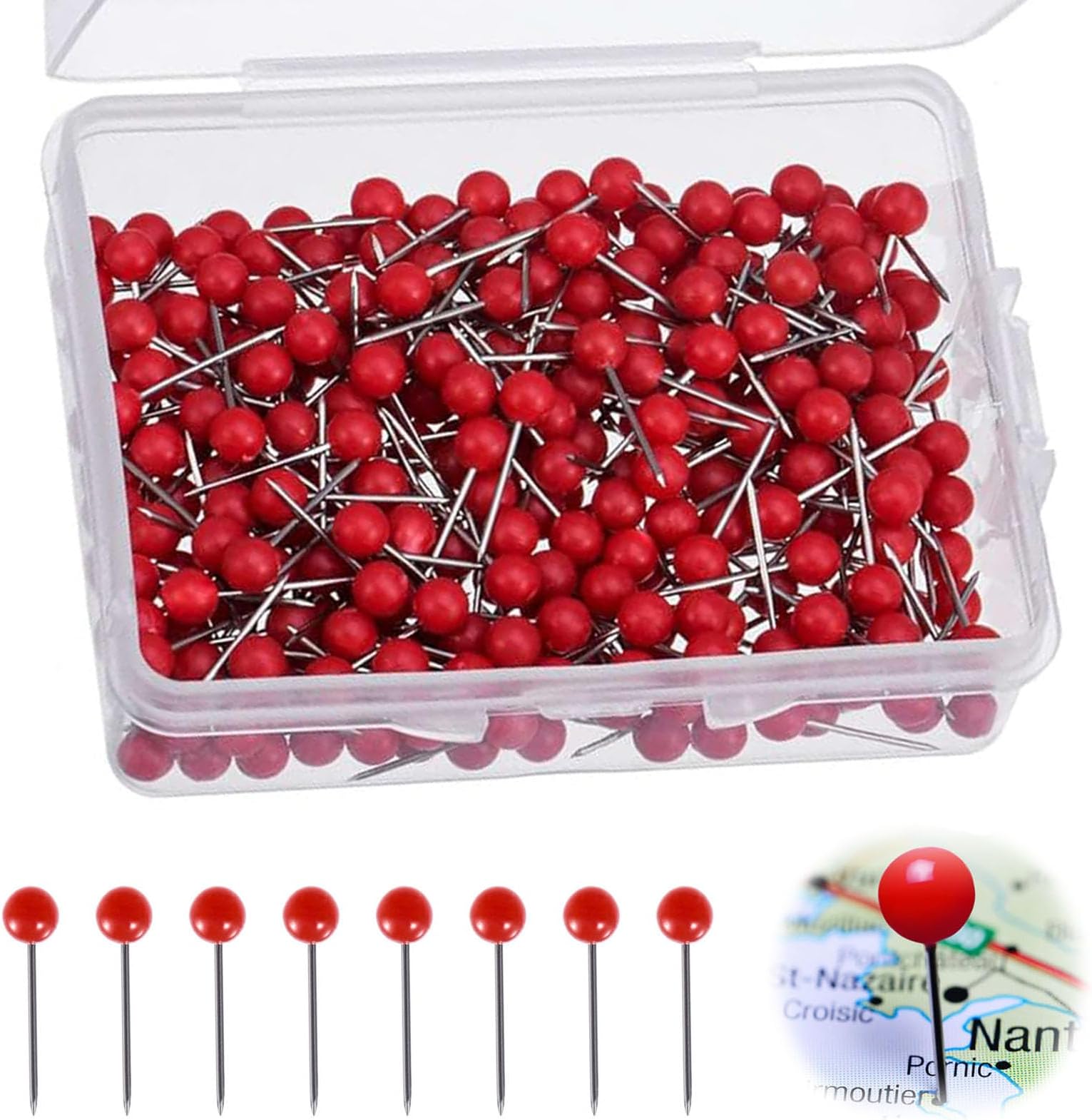 Rot Pinnadeln,200 Stück Pinnwand Nadeln,Weltkarte Pinnwand Kleine Rote ...