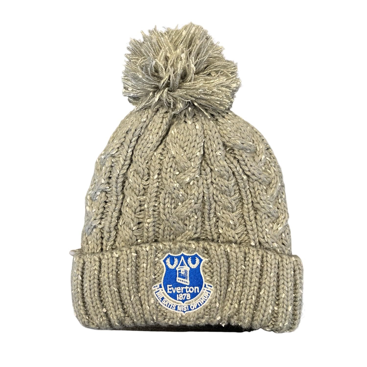 Everton Official Sherpa Lined Speckled Adult Bobble Hat, Grey