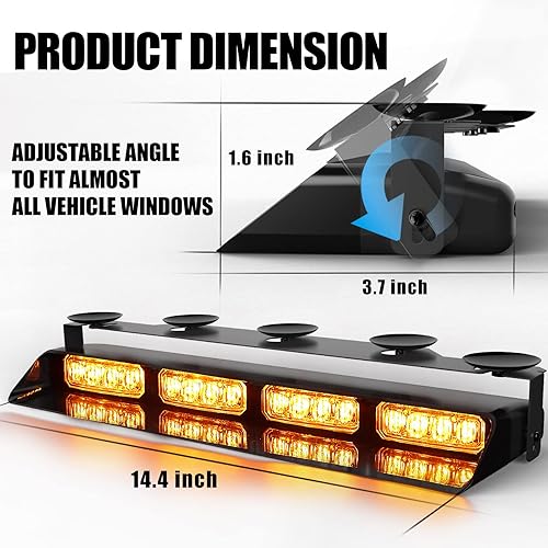 Miniatura 5 de Luces de policía estroboscópicas de emergencia azul y blanco, peligro de advertencia intermitente de seguridad interior para parabrisas