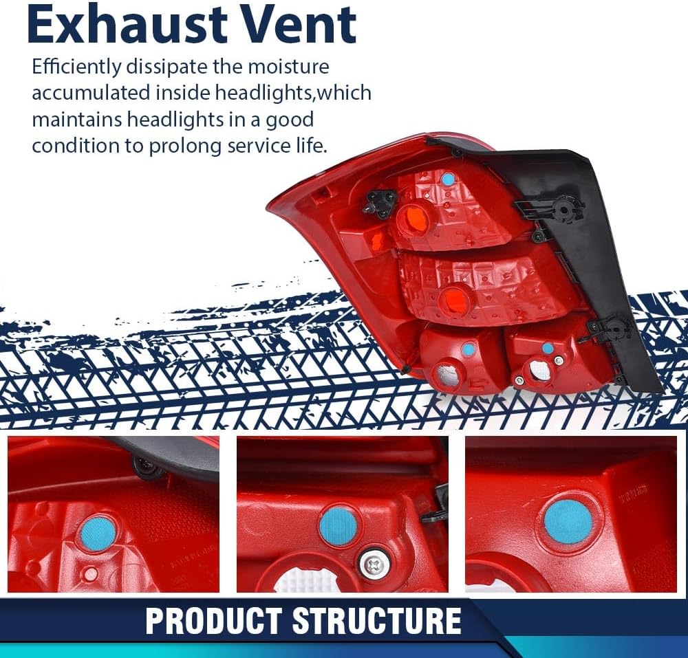 PIT66 Right Tail Light w/Bulbs Compatible with Chevy Trax 2013-2016/Fit Trax LS 2017-2019 Brake Lamp GM2801272, 42599455 (Red Lens Chrome Housing) Rear Light Lamp Assembly Luz Trasera