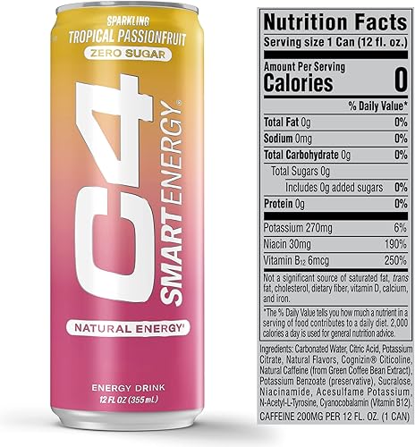 Miniatura 3 de Cellucor C4 Smart Energy Drink  Combustible de rendimiento sin azúcar y estimulador cerebral nootrópico, sustituto de café o alternativa  Fruta de