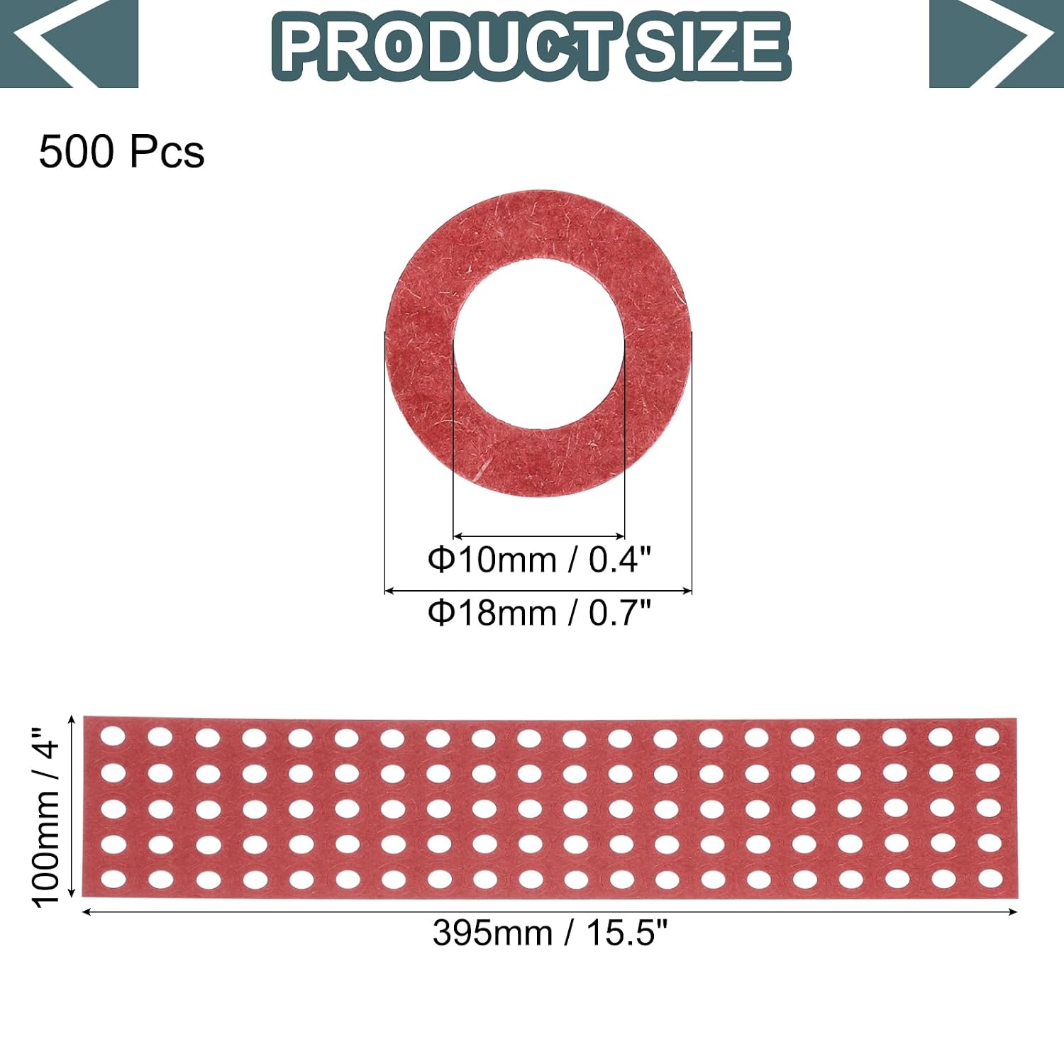 MECCANIXITY 500PCS 18650 Lithium Battery Insulator Rings, Hollow Electrical Insulation Ring Adhesive Paper Cardboard Sticker, Red
