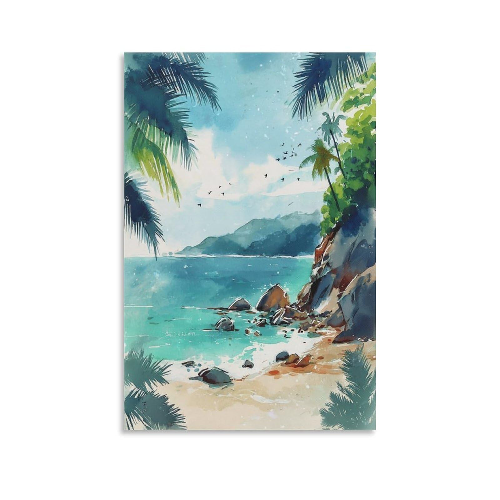 XWYMXZ Jamaica Watercolor Painting Retro Travel Posters 20x30inch(50x75cm) Vintage Watercolor Canvas Art
