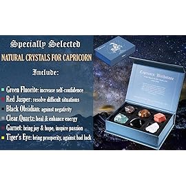 Faivykyd Capricorn Crystals Gifts - 6 Capricorn Zodiac Stones w/50 Miracle Mantras Affirmations Cards, Spiritual Gifts for Positive Energy, Self-Love & Wealth