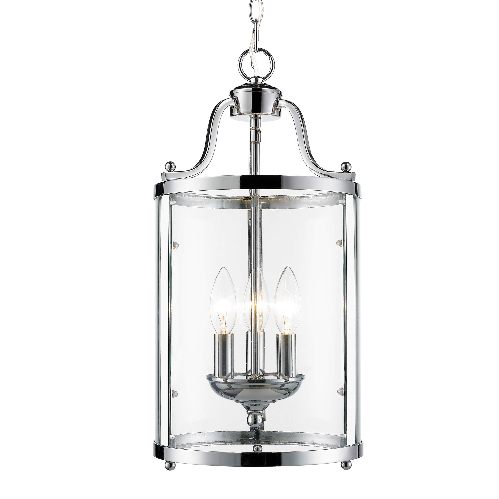 Golden Lighting 1157-3P CH Pendant with Clear Glass Shades, Chrome Finish