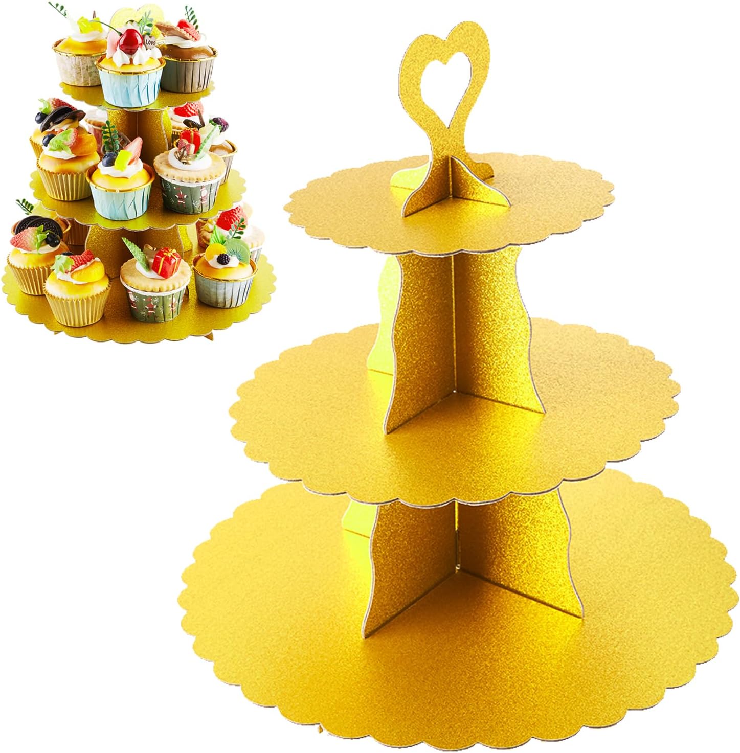 Cupcake Tower Stand 2 Pack Kraft Cupcake Stand 3 Tier Cupcake Stand for 24