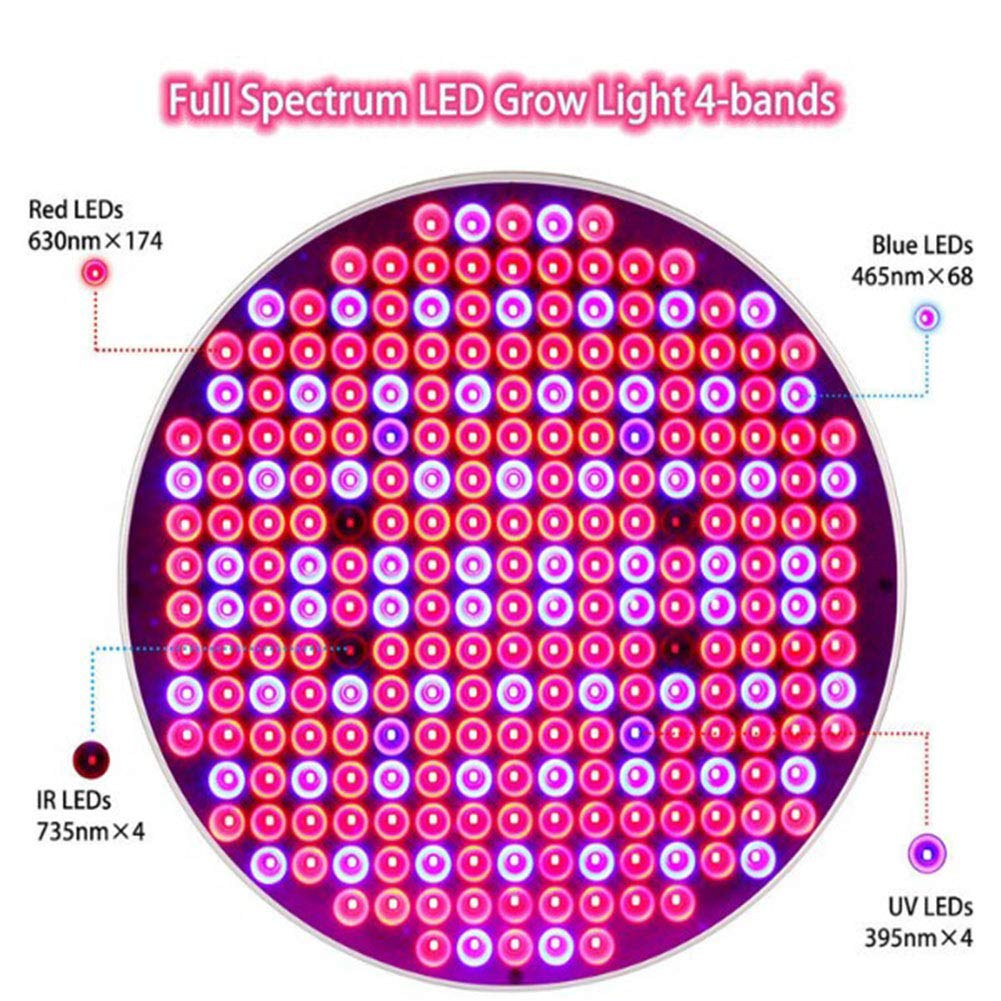 Luces de Cultivo de Plantas LED, 50W 250 LED Plantas de Interior Bombillas de lámpara de Cultivo con Planta de hidroponía de Espectro Azul Rojo, Redonda