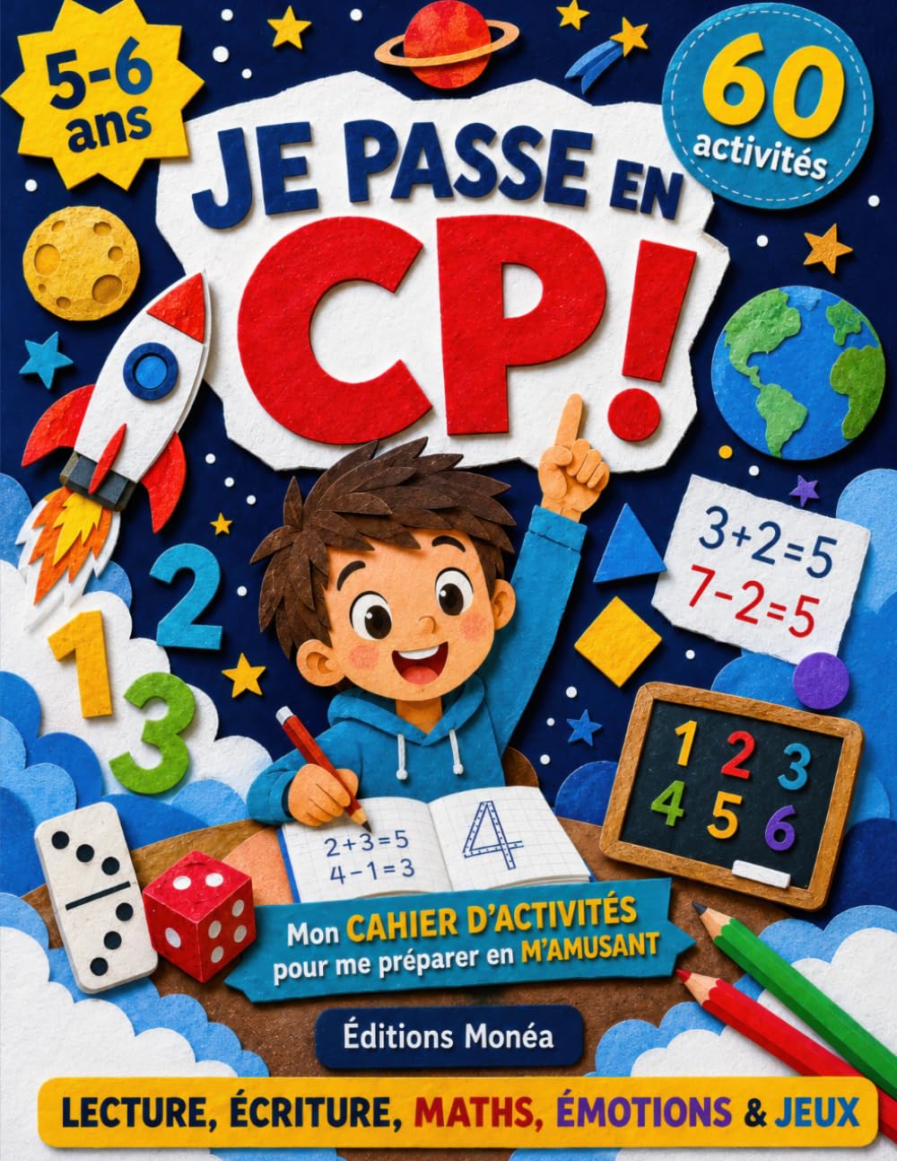 Je passe en CP !: Mon cahier d'activités 5-6 ans pour préparer le CP en douceur — Lecture, écriture, maths, émotions et jeux : 60 activités illustrées pour réussir la rentrée