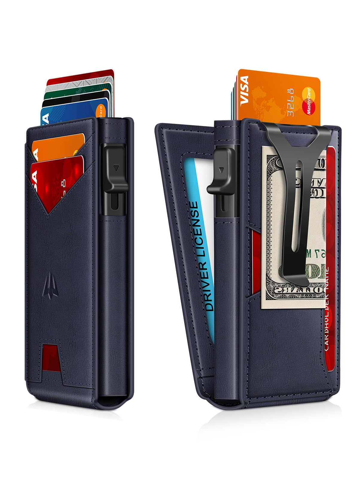 Ruiici Wallet for Men, Slim Minimalist Wallet with Money Clip＆ID Window, RFID Blocking Pop-Up Credit Card Holder, Smart Auminum Mens Wallet Holds 9-13