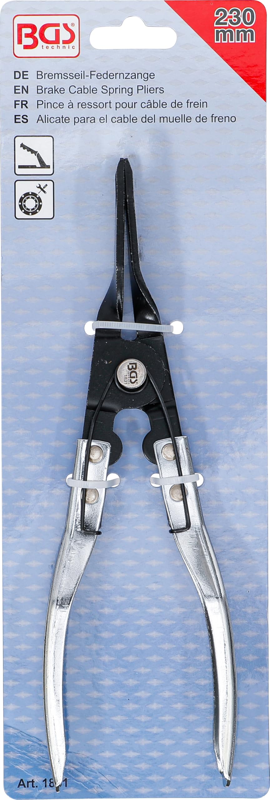 BGS 1831 | Pinza con molla per cavi freno | 230 mm