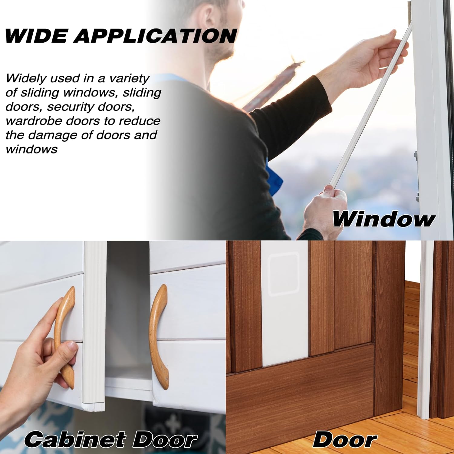 118 Inch Wedge-Shape Weather Stripping Door Seal,Windows and Doors Insulation,Self Adhesive Insulation Foam Anti-Collision Strip,Weatherstrip Tape for Door Soundproofing,Noise Drafts Blocker,White