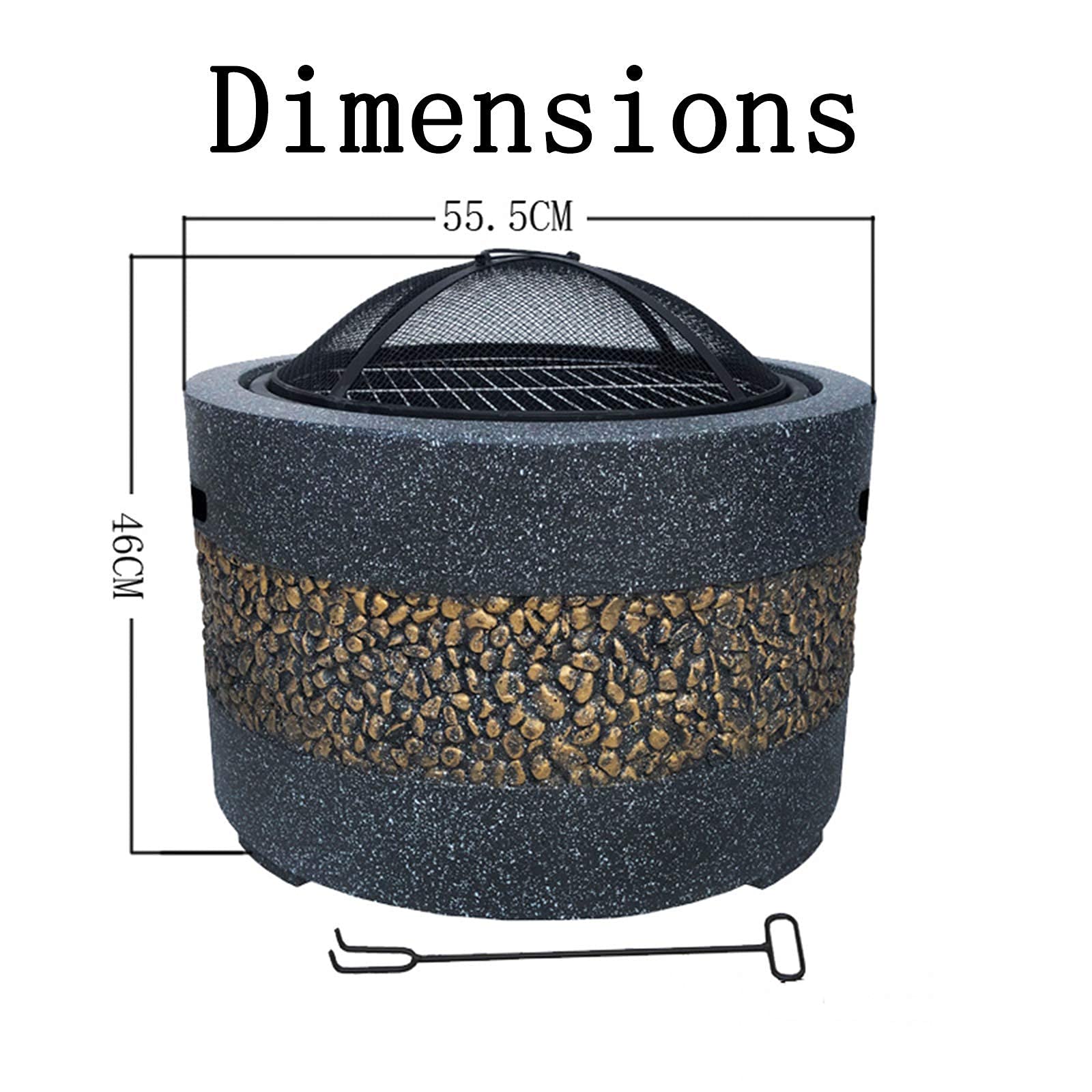 Mesa para fogatas al Aire Libre Calentadores y fogatas para jardín Barbacoa/fogata Fogata de leña Parrilla para Barbacoa Cuenco para fogatas con Rejilla para Parrilla