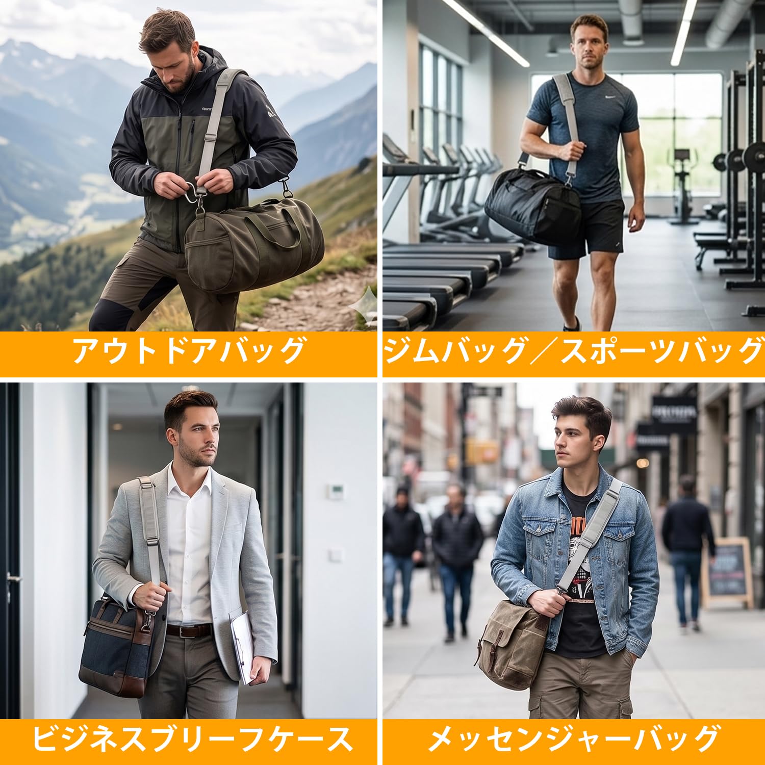 ショルダーストラップ ショルダーベルト150cm 調節可能 肩掛けベルト 3.9cm幅広 単品 水筒 ストラップ ショルダーバッグ メッセンジャーバッグ PC バッグ カメラケース ビジネスバッグ スポーツバッグ ツールバッグ など (グレー)